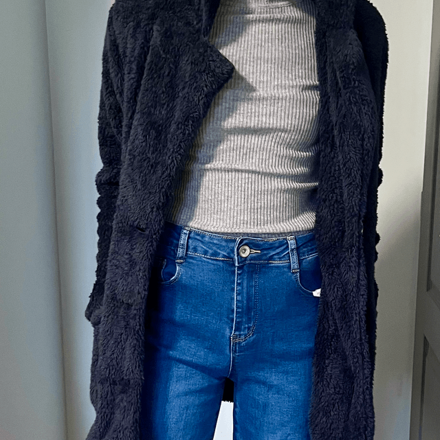 Manteau Fourrure Bleu foncée 